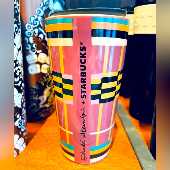 Starbucks x Shadé Akanbi Textile Ceramic Cup Kente Stripe Pattern Hot Tumbler - Picture 1 of 11